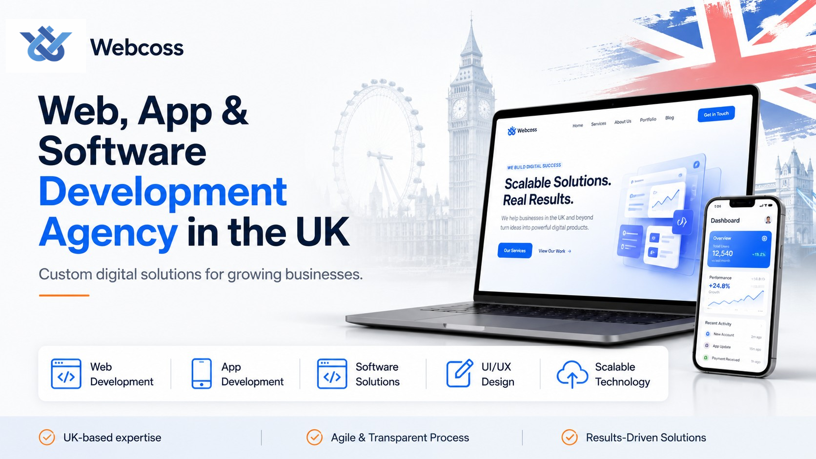 Web, App and Software Development Agency in the UK: Build Better Digital Solutions with WebCOSS