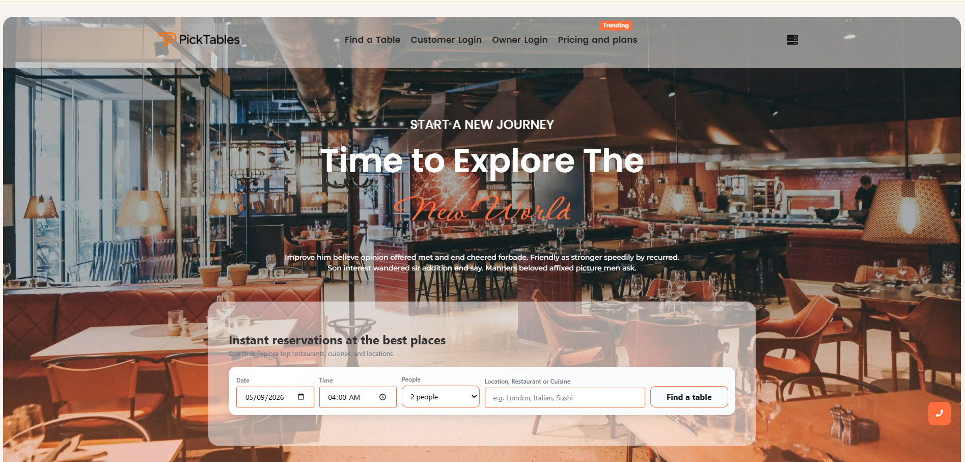 Picktable | Online Restaurant Table Reservation & Booking Platform