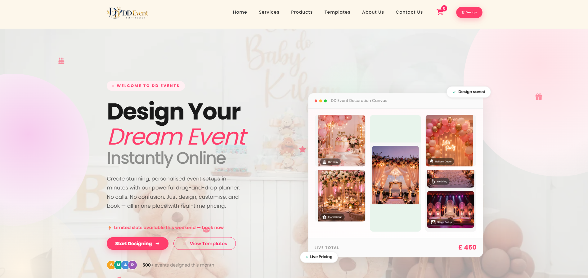 DD Events London | Online Event Decoration Planner for Weddings, Birthdays, Baby Showers & Corporat